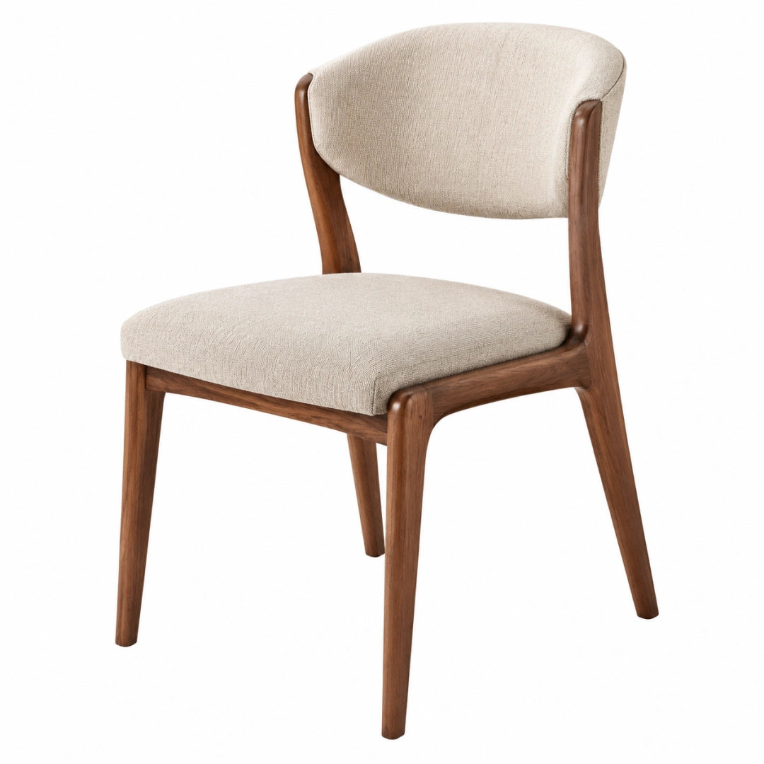 Esszimmerstuhl 54 x 58 x 80 cm Holz Beige Gepolstert Moderner Stil